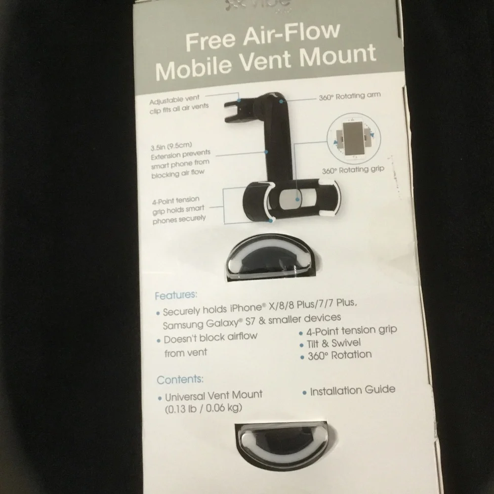 Mobile Vent Mount (Fits Phones all sizes) 360 rotating arm